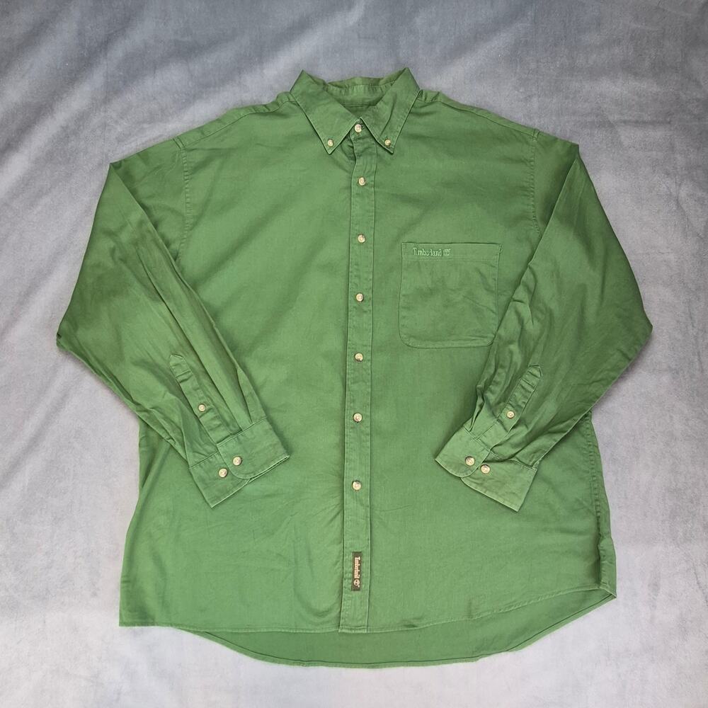 Timberland Weathergear Men's Cotton Green Button Up Casual Outdoors Shirt Sz XL